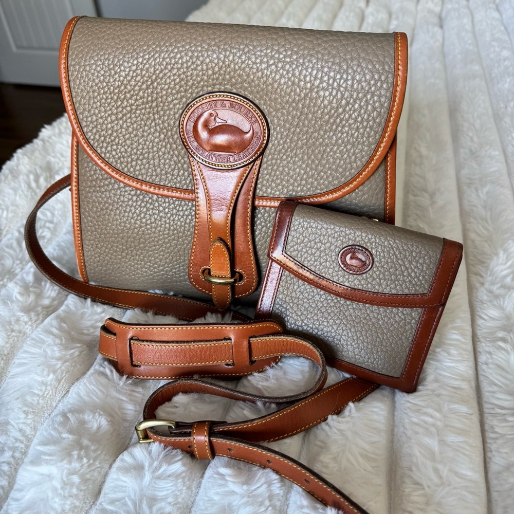 Dooney & Bourke Gray and Brown Crossbody Bag Set